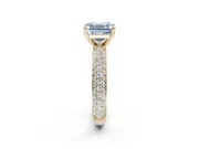 Asscher Cut Domed Pavé Engagement Ring Setting for a Fancy Blue Lab-Grown Diamond | Yellow Gold