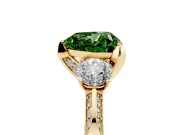 Heart-Shaped Hidden Halo Three Stone Engagement Ring Setting for a Fancy Green Lab-Grown Diamond | Yellow Gold