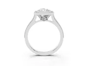 Radiant Cut Vintage Milgrain Halo Engagement Ring Setting | Bezel Head | Sterling Silver