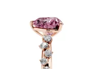 Fancy Pink Heart Cut Diamond Cluster Solitaire Ring Set in Rose gold with Prong Setting