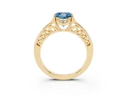 Princess Cut Floral Pavé Engagement Ring Setting for a Fancy Blue Lab-Grown Diamond | Yellow Gold