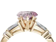 Heart-Shaped Tapered Baguette Engagement Ring Setting for a Fancy Pink Lab-Grown Diamond | Bar Set Sides | Yellow Gold