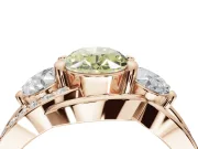 Oval Three Stone Split Shank Engagement Ring Setting for a Fancy Yellow Lab-Grown Diamond | Matching Sides | Rose Gold
