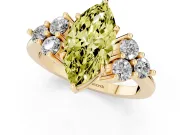 Marquise Cluster Side Stone Engagement Ring Setting for a Fancy Yellow Lab-Grown Diamond | Plain Band | Yellow Gold