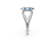Fancy Blue Marquise Cut Diamond Halo Ring Set in White gold with Twisted Band and Prong Setting