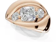 Cushion Cut Three Stone Bypass Engagement Ring Setting | Sculpted Crossover Band | Rose Gold