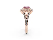 Asscher Cut Halo Split Shank Engagement Ring Setting for a Fancy Pink Lab-Grown Diamond | Pavé Strands | Rose Gold