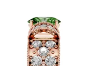 Oval Vintage Milgrain Pave Engagement Ring Setting for a Fancy Green Lab-Grown Diamond | Crescent Side Rows | Rose Gold