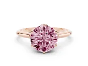 Round Cathedral Solitaire Engagement Ring Setting for a Fancy Pink Lab-Grown Diamond | Tulip Gallery | Rose Gold