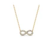 Round Lab-Grown Diamond Pavé Infinity Pendant Necklace | Crossover Strand | Yellow Gold