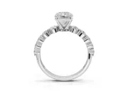 Radiant Cut Graduated Side Stone Engagement Ring Setting | Individually Seated | White Gold