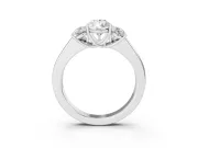 Three-Stone Pear Cut Diamond Ring Set in Silver with Matching Prong Settings and Plain Band