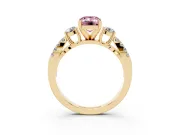 Emerald Cut Three Stone Engagement Ring Setting for a Fancy Pink Lab-Grown Diamond | Yellow Gold
