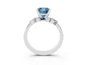 Fancy Blue Princess Cut Diamond Solitaire Ring Set in White gold with Marquise Twist Band and Prong Setting