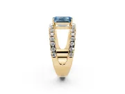 Emerald Cut Split Shank Pavé Engagement Ring Setting for a Fancy Blue Lab-Grown Diamond | Yellow Gold