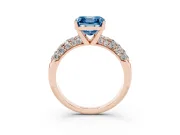 Asscher Cut Multi Row Pave Engagement Ring Setting for a Fancy Blue Lab-Grown Diamond | Rose Gold