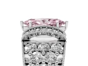 Marquise Vintage Pave Engagement Ring Setting for a Fancy Pink Lab-Grown Diamond | Milgrain Edges | Platinum
