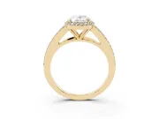 Oval Halo Engagement Ring Setting | V-Split Pavé Band | Yellow Gold