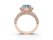 Heart-Shaped Vintage Pave Engagement Ring Setting for a Fancy Blue Lab-Grown Diamond | Milgrain Edges | Rose Gold