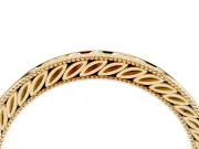 Round Diamond Channel Wedding Band Set in Yellow gold with Milgrain Edges