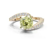 Cushion Cut Bypass Pavé Engagement Ring Setting for a Fancy Yellow Lab-Grown Diamond | Yellow Gold