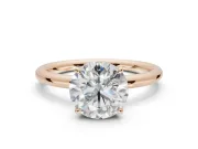 Round Hidden Halo Engagement Ring Setting | Thin Plain Band | Rose Gold