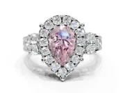 Pear-Shaped Halo Engagement Ring Setting for a Fancy Pink Lab-Grown Diamond | Graduated Channel Band | White Gold