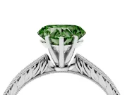 Heart-Shaped Engraved Engagement Ring Setting for a Fancy Green Lab-Grown Diamond | Platinum