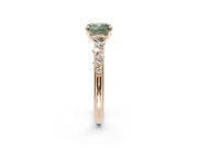 Cushion Cut Graduated Solitaire Engagement Ring Setting for a Fancy Green Lab-Grown Diamond | Rose Gold