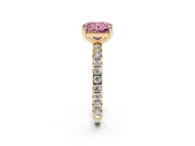 Radiant Cut Pavé Engagement Ring Setting for a Fancy Pink Lab-Grown Diamond | Yellow Gold