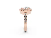 Oval Vintage Milgrain Halo Engagement Ring Setting | Pierced Gallery | Rose Gold