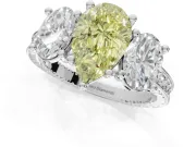 Pear-Shaped Vintage Three Stone Engagement Ring Setting for a Fancy Yellow Lab-Grown Diamond | White Gold