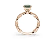 Radiant Cut Vintage Engagement Ring Setting for a Fancy Green Lab-Grown Diamond | Graduated Stations | Rose Gold