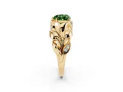 Heart-Shaped Leaf Bypass Engagement Ring Setting for a Fancy Green Lab-Grown Diamond | Yellow Gold