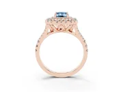 Emerald Cut Halo Split Shank Engagement Ring Setting for a Fancy Blue Lab-Grown Diamond | Pavé Strands | Rose Gold