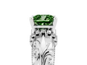 Cushion Cut Filigree Engagement Ring Setting for a Fancy Green Lab-Grown Diamond | Platinum