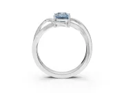 Emerald Cut Bypass Solitaire Engagement Ring Setting for a Fancy Blue Lab-Grown Diamond | Pavé Strands | Platinum