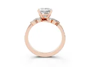 Princess Cut Floral Engagement Ring Setting | Marquise Side Stones | Rose Gold