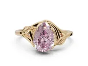 Pear-Shaped Leaf Bypass Solitaire Engagement Ring Setting for a Fancy Pink Lab-Grown Diamond | Yellow Gold