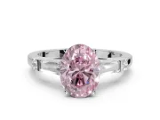 Oval Tapered Baguette Engagement Ring Setting for a Fancy Pink Lab-Grown Diamond | White Gold