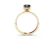 Cushion Cut Pavé Solitaire Engagement Ring Setting for a Black Center | Slim Band | Yellow Gold