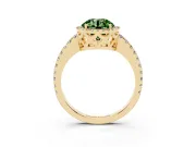 Round Pave Halo Engagement Ring Setting for a Fancy Green Lab-Grown Diamond | Yellow Gold