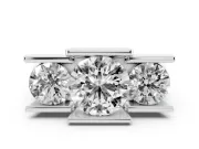 Round Cut Diamond Three-Stone Channel Set Ring Set in Platinum with Smooth Polished Band