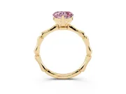 Heart-Shaped Bamboo Engagement Ring Setting for a Fancy Pink Lab-Grown Diamond | Yellow Gold