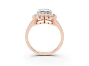 Princess Cut Scalloped Cluster Halo Engagement Ring Setting | Plain Band | Rose Gold
