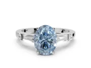 Oval Tapered Baguette Engagement Ring Setting for a Fancy Blue Lab-Grown Diamond | Sterling Silver