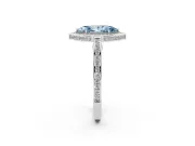 Fancy Blue Marquise Cut Diamond Halo Pavé Split Shank Ring Set in Platinum with Prong Setting