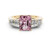 Radiant Cut 5 Stone Engagement Ring Setting for a Fancy Pink Lab-Grown Diamond | Yellow Gold