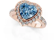 Heart-Shaped Milgrain Halo Engagement Ring Setting for a Fancy Blue Lab-Grown Diamond | Pavé Shoulders | Rose Gold