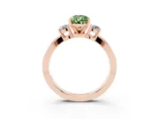 Pear-Shaped Three-Stone Pavé Twist Engagement Ring Setting for a Fancy Green Lab-Grown Diamond | Split Shank | Rose Gold